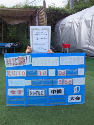10/08(金) 女子シングルス 中級 優勝＜インスピリッツテニスクラブ＞