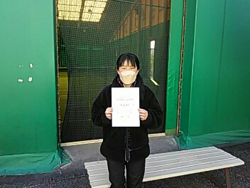 01/03(月) 女子シングルス 初級 優勝＜トマトインドアテニスクラブ＞